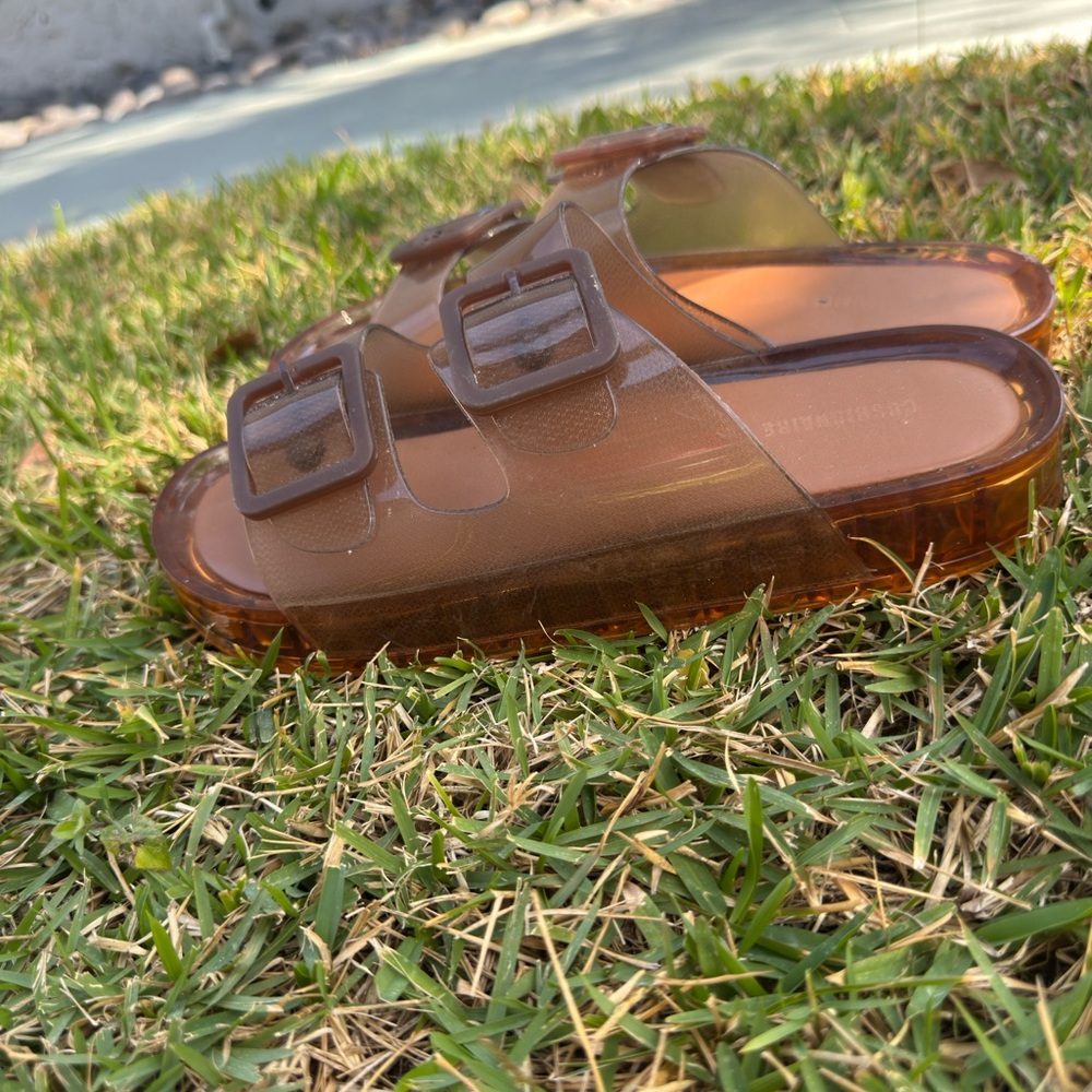 Jelly Brown buckled Slide loafer Sandals